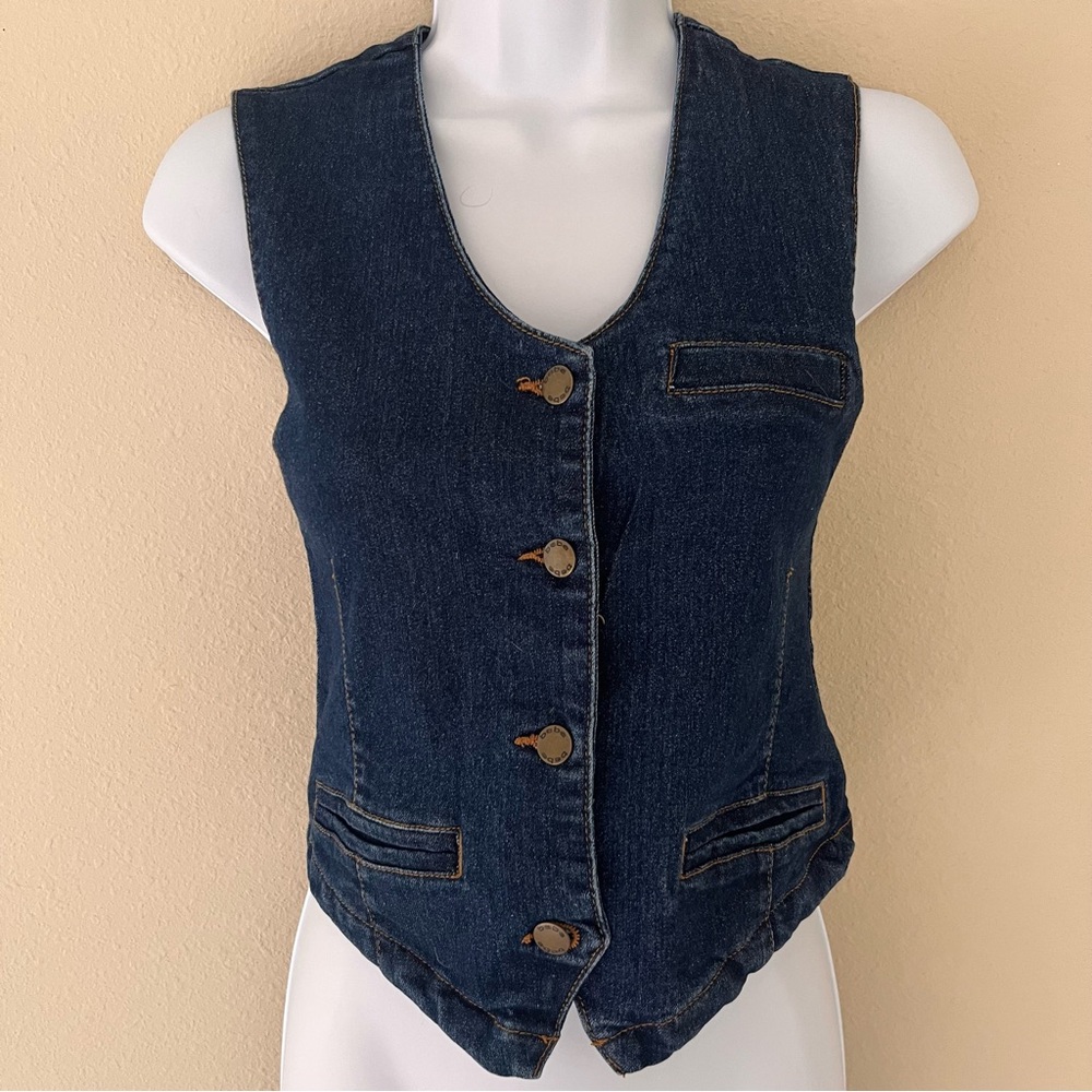 Bebe Y2K Denim‎ Vest Size Small Vintage Western Cowgirl Boho Hippie Festival